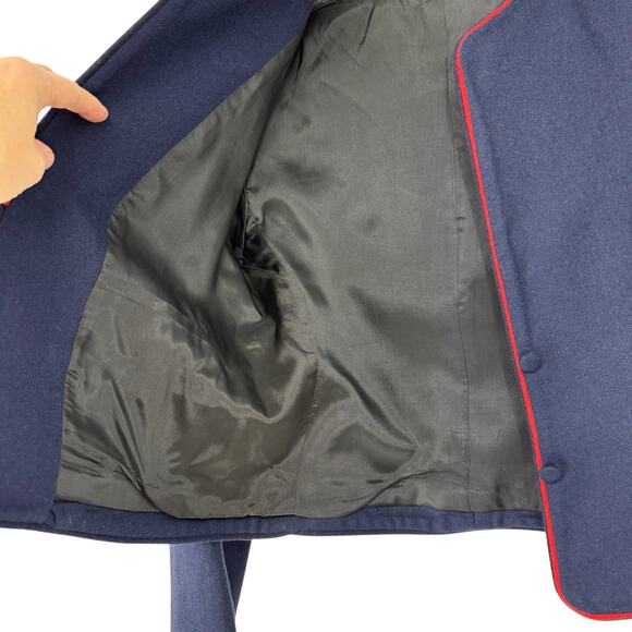 Vintage Navy Red Glen Aire Wool Feel Blazer Sz 9/10 Preppy Y2K 90s Old Money - Picture 9 of 15